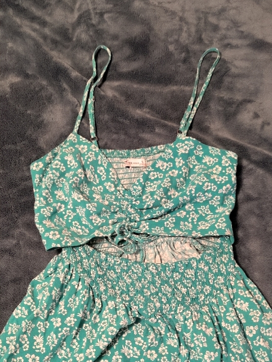 Hollister Pants - Hollister Teal Floral Smocked Jumpsuit